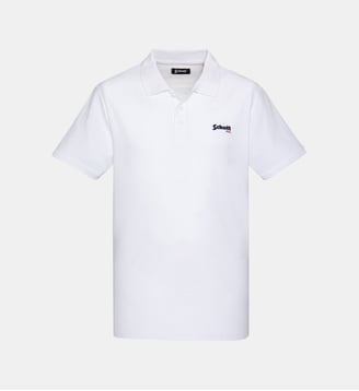 Polo azur en coton piqué - Schott - Blanc