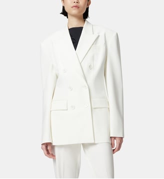 Blazer élégant double boutonnage avec couture en tissu - Pinko - Blanc