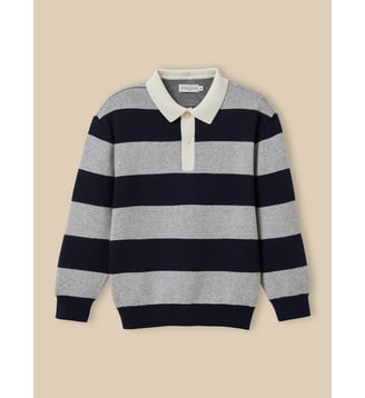Pull polo - Cyrillus - Rayure bleue