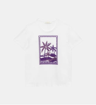 T-shirt manches courtes col rond imprimé motif devant TALMIER - La Petite Etoile - Écru