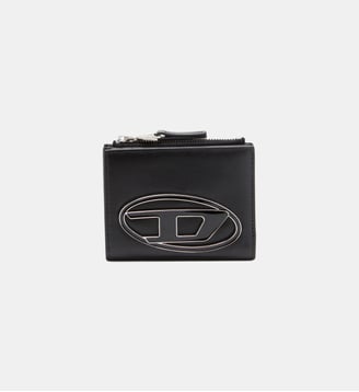 Petit portefeuille en cuir avec plaque à logo - Diesel - Noir