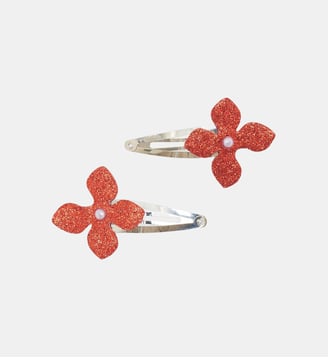 Barrette - Cerise métal fleurs paillettes - Tartine Et Chocolat - Rouge