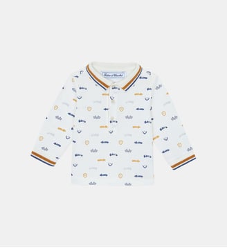 Polo - Moutarde col pointu motifs - Tartine Et Chocolat - Jaune