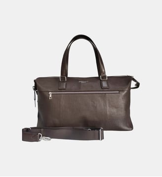 Sac de voyage en cuir de vachette Biarritz - Serge Blanco - Marron foncé