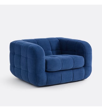 Fauteuil, en velours texturé - La Redoute Interieurs - Bleu