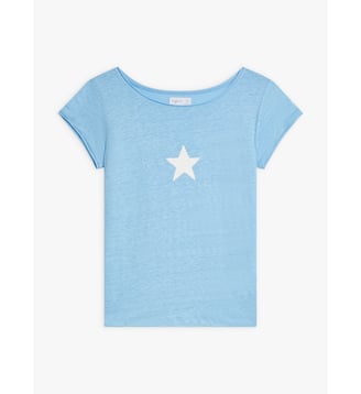 T-shirt australie en jersey de lin sérigraphie étoile - Agnès b. - Bleu saphir