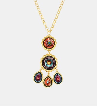 Collier long   - Angèle - Satellite - Orange et violet