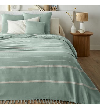 Dessus de lit frangé rayé coton, Nedo La Redoute Interieurs