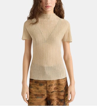 T-Shirt mirada en lurex mélange points - Momonì - Or