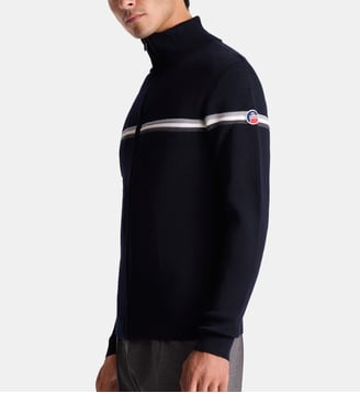 Pull zippé Wengen Fiz II en laine - Fusalp - Bleu foncé