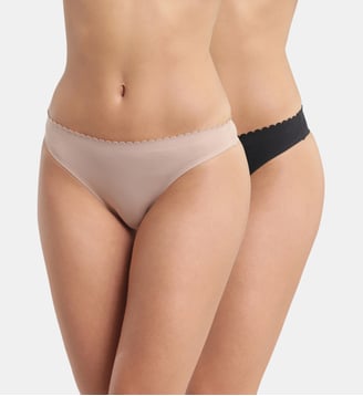 Lot de 2 tangas coton Body Touch Easy - Dim - Beige et noir