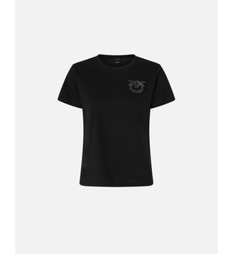 T-shirt avec logo love birds monogram brodé de cristaux - Pinko - Limousine noire