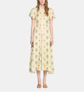 Robe longue à imprimé Paisley - Sandro - Jaune pâle