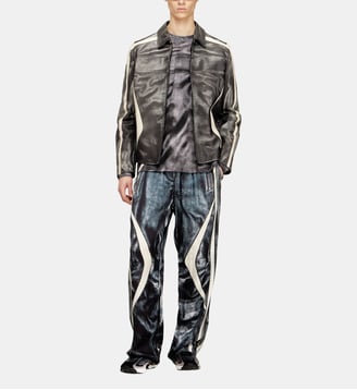 Veste en cuir de coach avec imprimé motard - Diesel - Noir et blanc