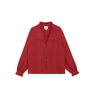 Blouse manches longues col v uni BOWEN - La Petite Etoile - Brique