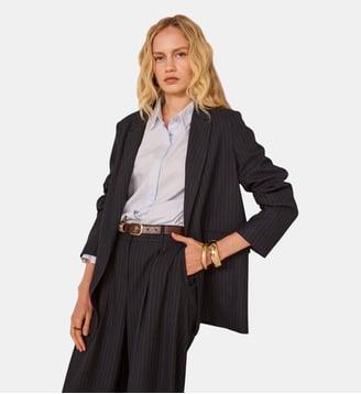 Veste À Manches Longues Polyester Mélangé Nelia B Rayé - Maison 123 - Marine