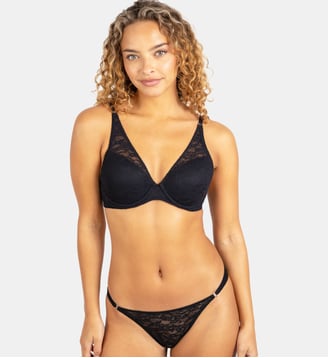 Soutien-gorge plongeant avec armature et rembourrage SIMONE - Passionata - Noir