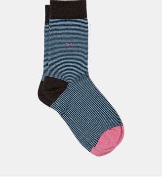 Chaussettes en coton peigné rayées - Billybelt - Bleu et marron