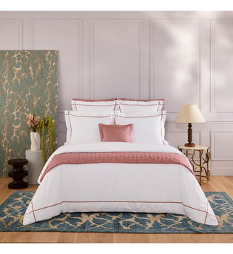 Housse de couette en percale de coton gris, Athéna - Yves Delorme - Santal