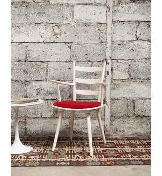 Chaise rouge et blanche Alma N°1724- Produit chiné - Debongout - Blanc