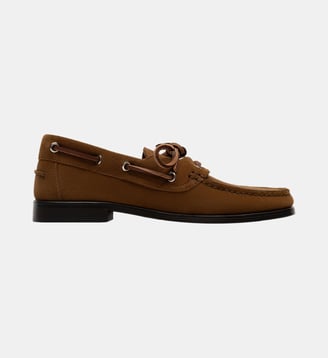 Colombia - Mocassins Bateau En Cuir Velours Camel - Parallèle - Veau velours camel