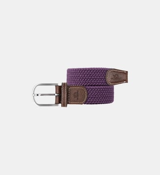 Ceinture tressée élastique unie - Billybelt - Prune