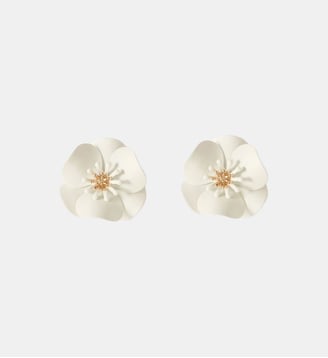 Grandes boucles d'oreilles fleurs ivoire - Balaboosté - Blanc