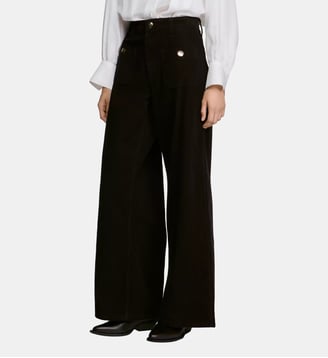 Pantalon droit à poches en velours - Sandro - Bordeaux
