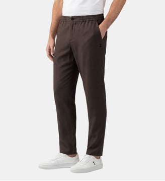 Pantalon En Coton Lin - Ron Dorff - Marron