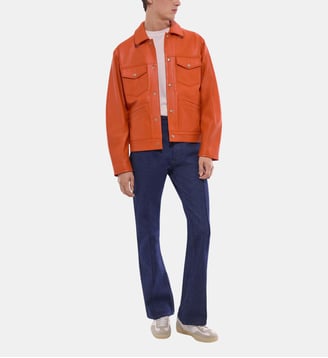 Blouson en cuir de vache - Fursac - Orange