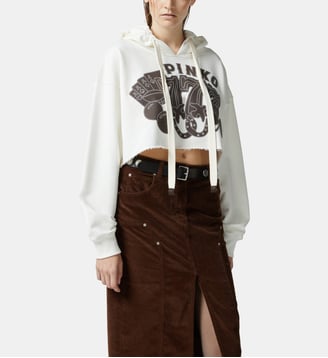 Sweat-shirt court à capuche avec imprimé casino - Pinko - Blanc