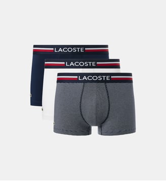 Lot de 3 boxers courts coton stretch - Lacoste - Bleu marine et blanc