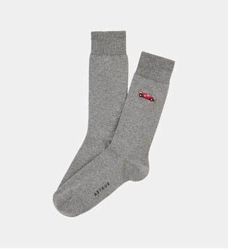 Chaussettes brodées en coton - Le Grand Prix du Sommeil - Arthur - Gris
