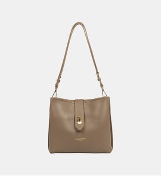 Sac seau Top Double en cuir - Lancaster - Taupe, in et or
