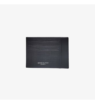 Porte-cartes en cuir de vachette marron foncé Biarritz - Serge Blanco - Dark navy