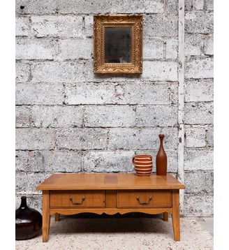 Table basse style campagne Léonie N°1113- Produit chiné - Debongout - Beige