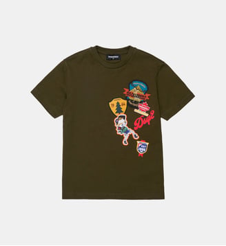 T-shirt avec logo et patch appliqués - Dsquared2 - Kaki