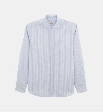 Chemise rayée Charles en coton - Serge Blanco - Bleu clair