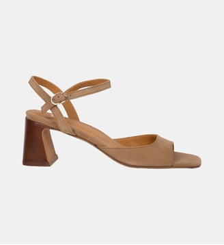 Sandales à Talon Vahina Cuir de Chèvre Suédé - Bobbies - Savane