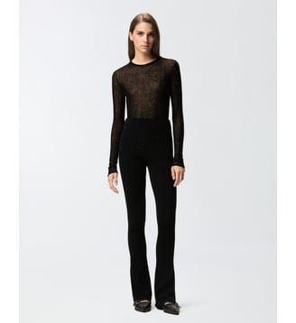 Pantalon long évasé en maille - Pinko - Limousine noire