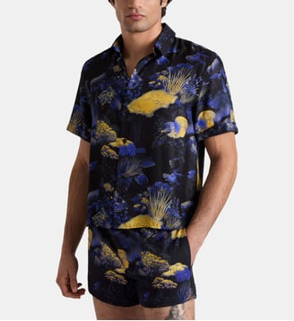 Chemise bowling en soie Coral Reef - Vilebrequin - Noir
