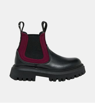 Bottes Chelsea en cuir avec logo en ruban - Marni - Noir