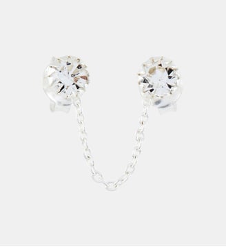 Puces d'oreilles strass avec chaine- argent garanti 925 - Balaboosté - Argenté
