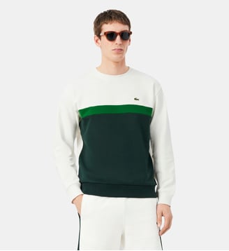 Sweatshirt molleton color-block - Lacoste - Blanc et vert