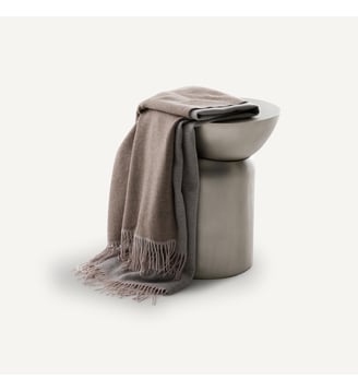 Plaid frangé en cachemire et laine vierge - AM.PM - Chinchilla et gris