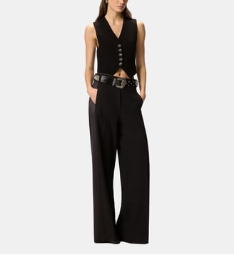 Gilet à boutons roses bijou - Pinko - Limousine noire