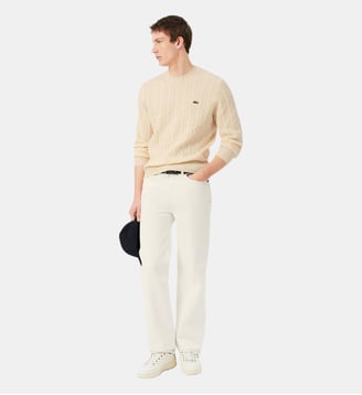 Pull torsadé en laine col rond Lacoste