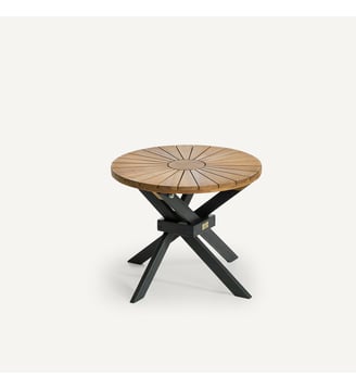 Table basse de jardin ronde en acacia, Jakta - AM.PM - Naturel et noir
