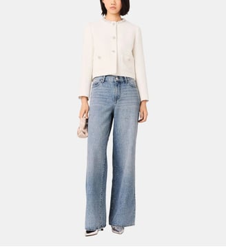 Veste en tweed et galon de perles - Maje - Écru