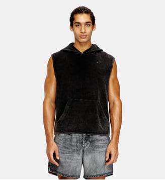 Sweat à capuche sans manches avec effet denim - Diesel - Noir